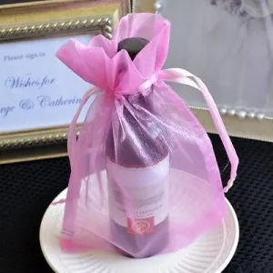 10 Large Mauve Pink Organza Favor Pouches Gift Bags Hot Pink Drawstring