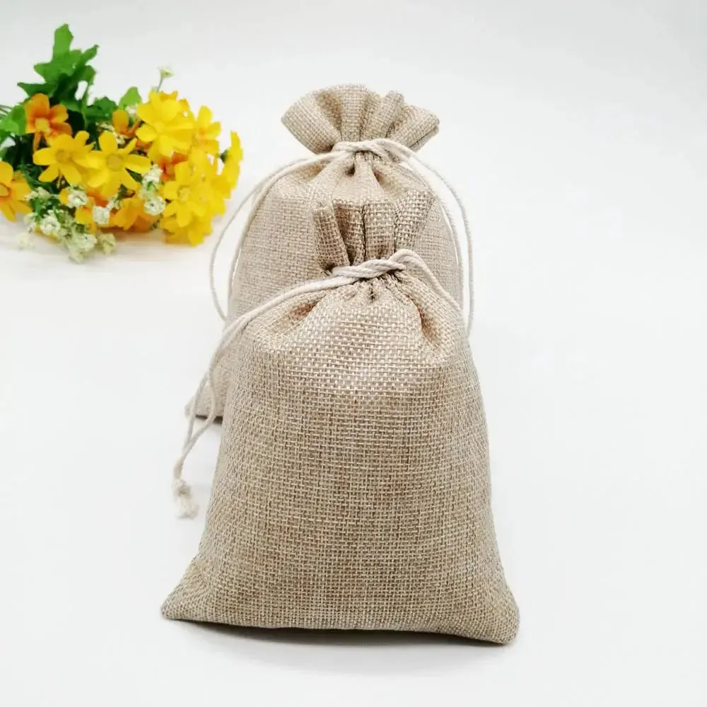 10pcs Jute Linen Bags For Jewelry Display Drawstring Pouch Gift Box Packaging Bags For Gift Bag Wedding/Christmas Burlap Bag Diy