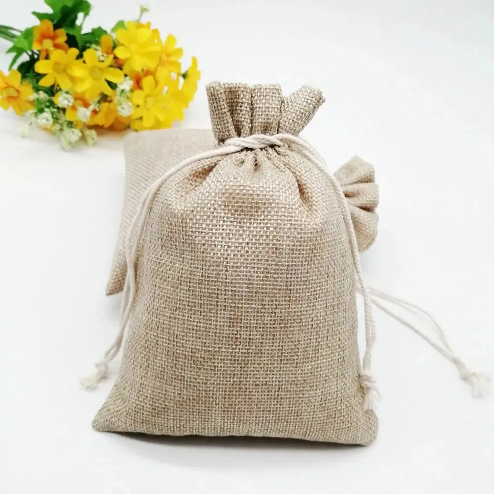 10pcs Jute Linen Bags For Jewelry Display Drawstring Pouch Gift Box Packaging Bags For Gift Bag Wedding/Christmas Burlap Bag Diy