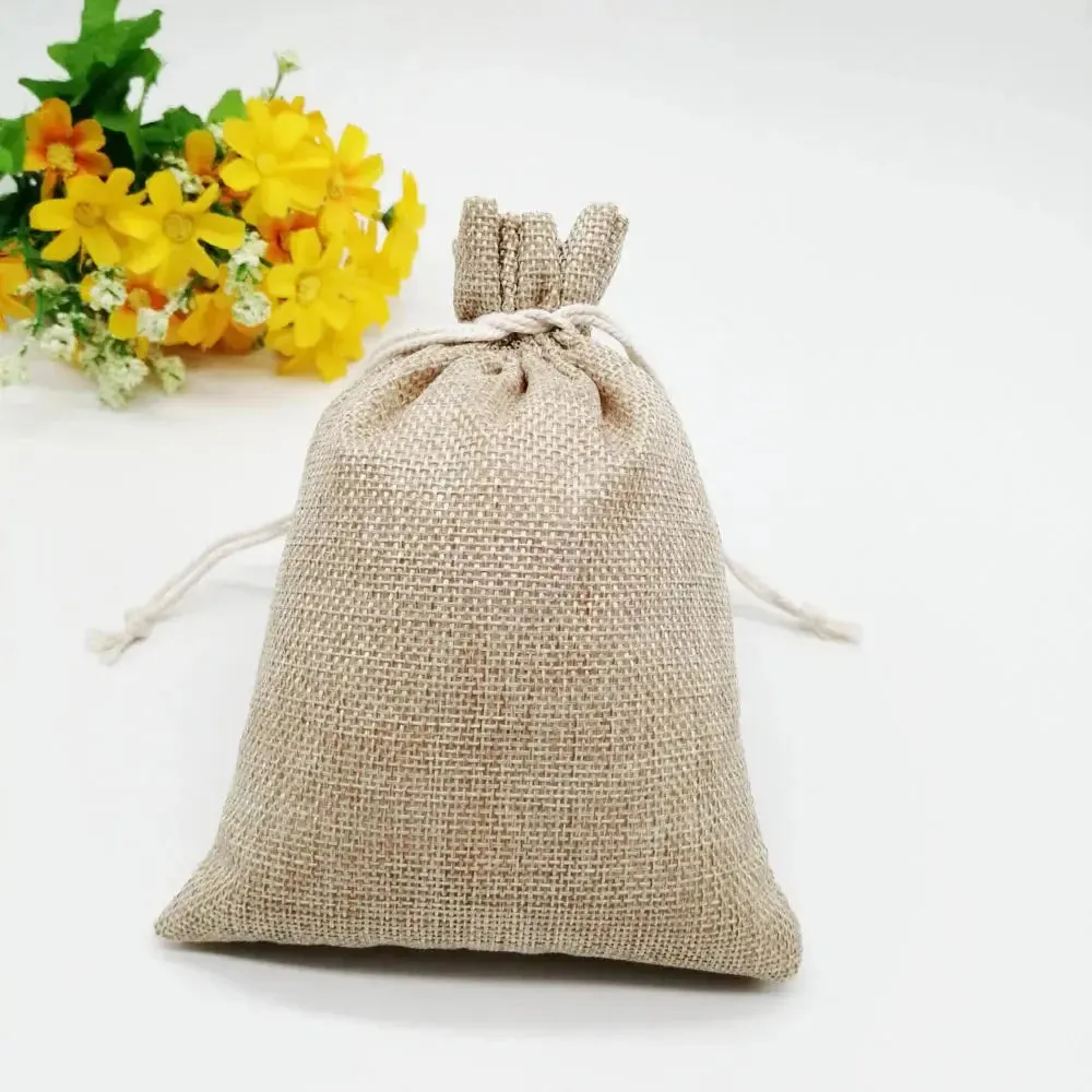 10pcs Jute Linen Bags For Jewelry Display Drawstring Pouch Gift Box Packaging Bags For Gift Bag Wedding/Christmas Burlap Bag Diy