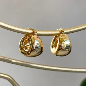 14KT Yellow Gold Puffed Tapered Huggie Hoop Earrings