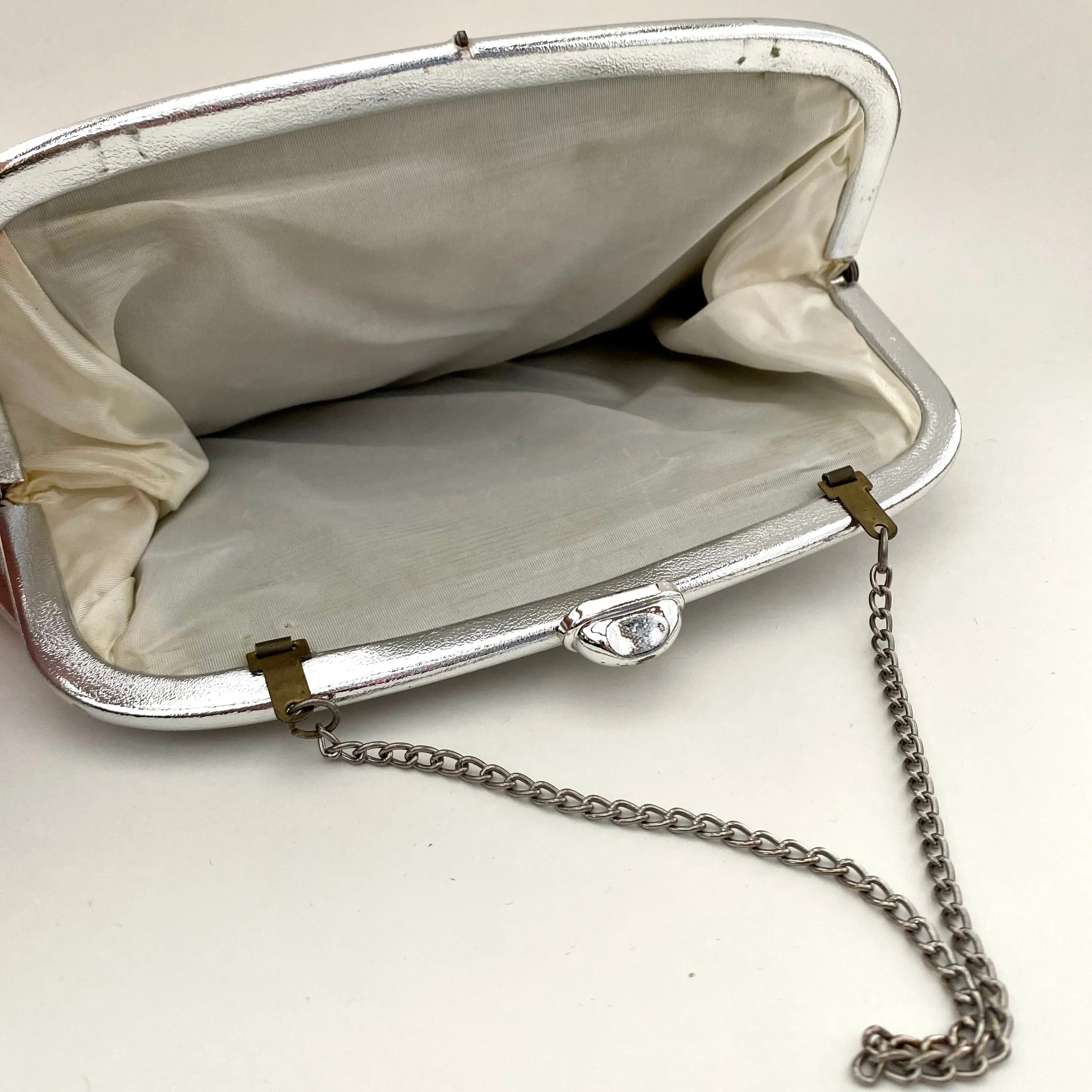 1960s Silver Clutch Handbag