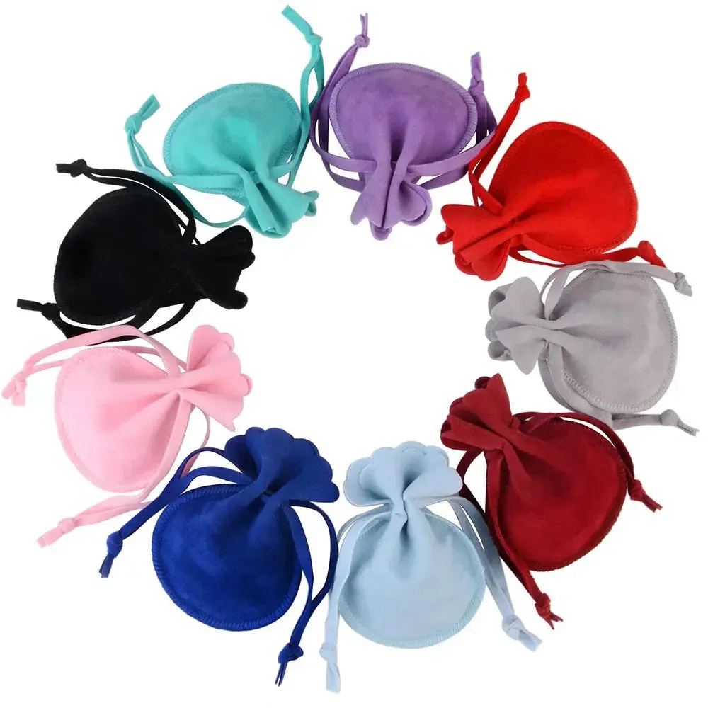 7x9cm 10pcs/lot Round Drawstring Velvet Gifts Bag Soft Jewelry Packaging Wedding/Christmas Candy Jewelry Pouches Wholesale