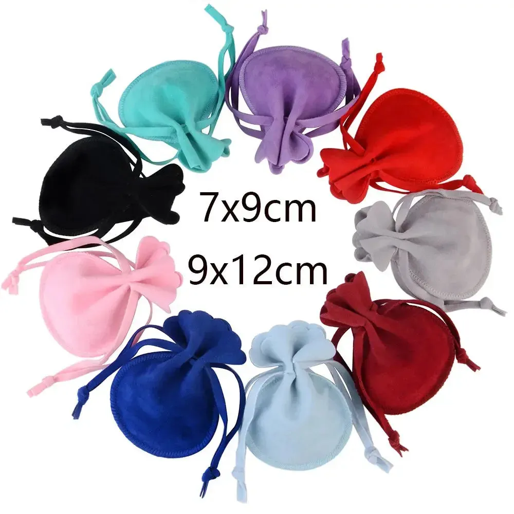 7x9cm 10pcs/lot Round Drawstring Velvet Gifts Bag Soft Jewelry Packaging Wedding/Christmas Candy Jewelry Pouches Wholesale