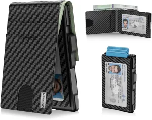 Aluminum Wallet for Men - Carbon Fiber Pop Up Credit Card Case
