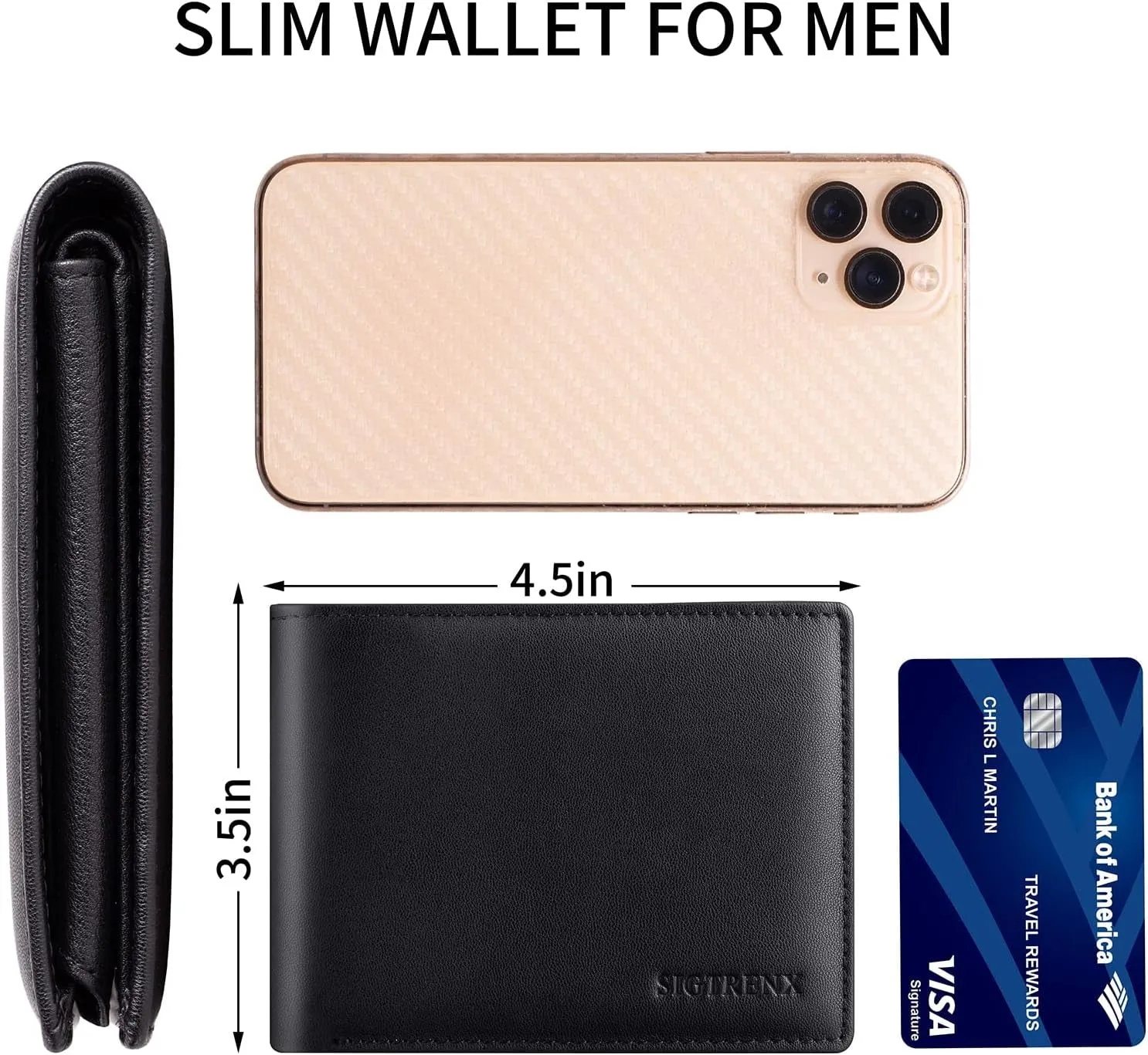 Bifold Wallets for Men, Rfid Blocking Genuine Leather Card Holder