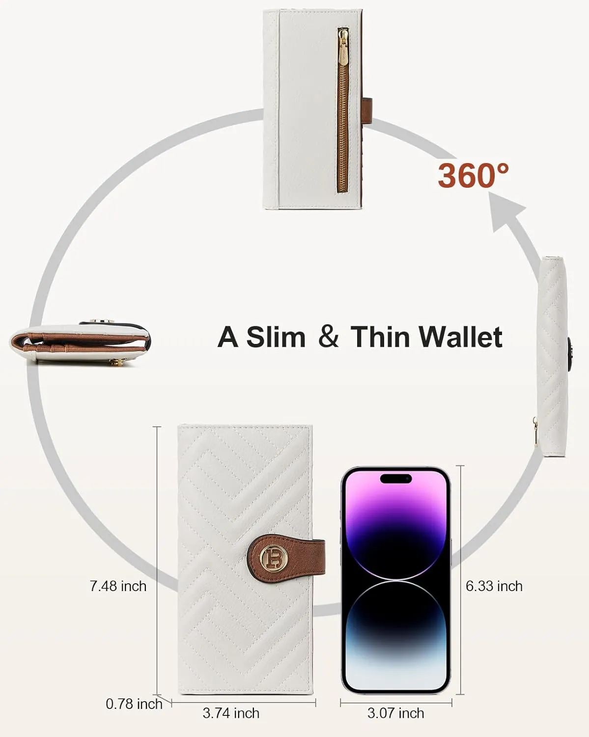 Bifold Zipper Wallet For Women RFID Blocking Credit Card Holder