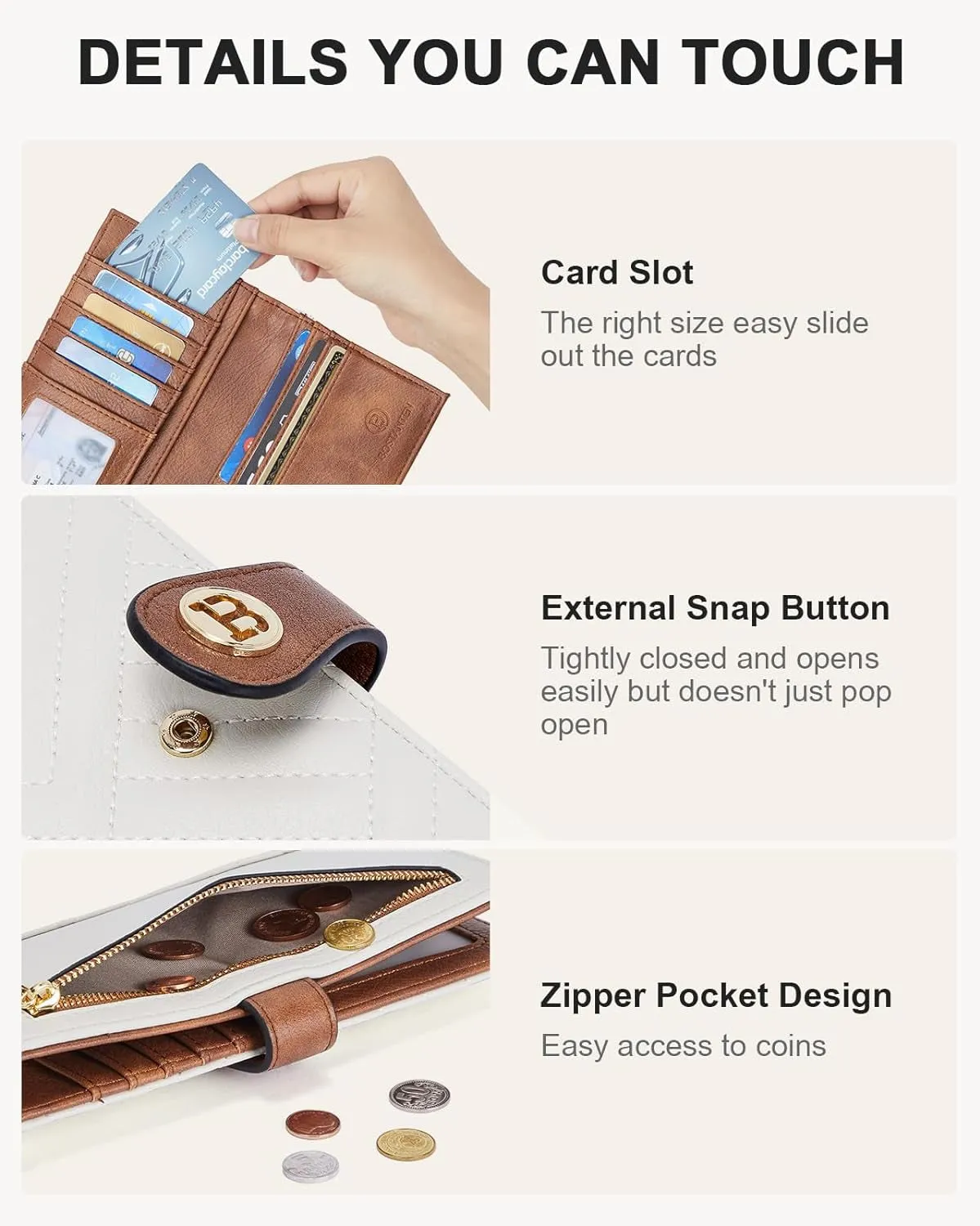 Bifold Zipper Wallet For Women RFID Blocking Credit Card Holder