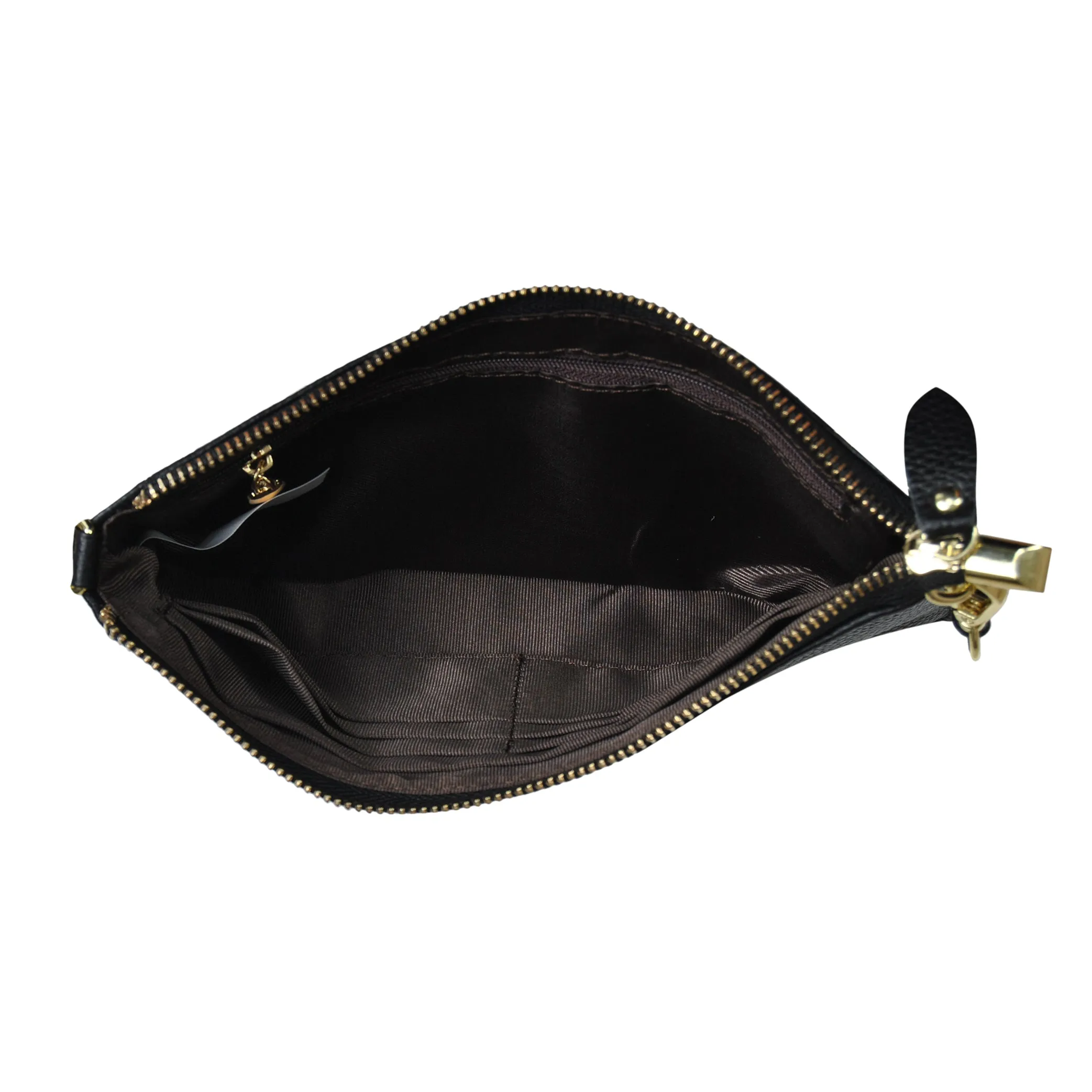 Black NGIL Genuine Leather Wristlet Crossbody Bag