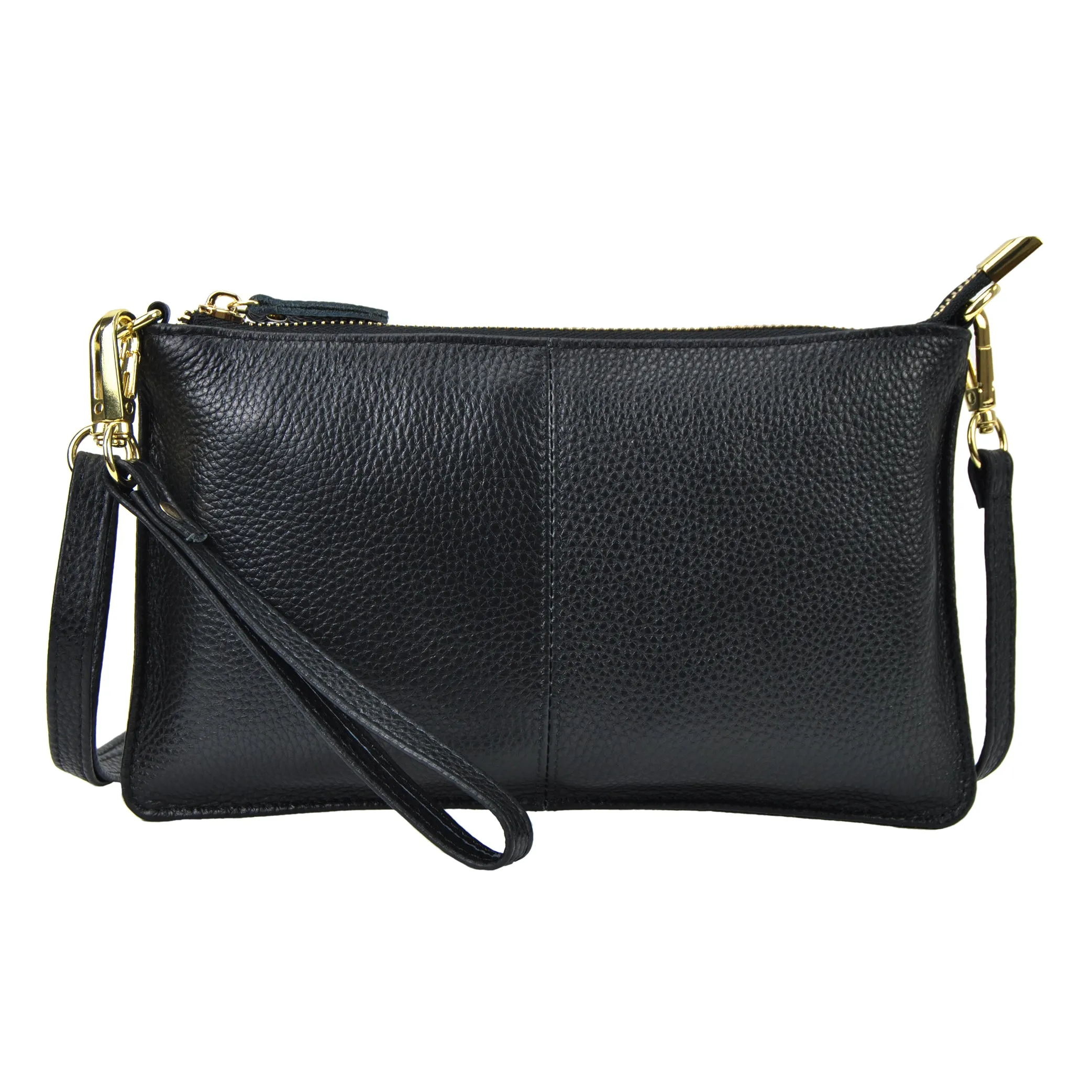Black NGIL Genuine Leather Wristlet Crossbody Bag