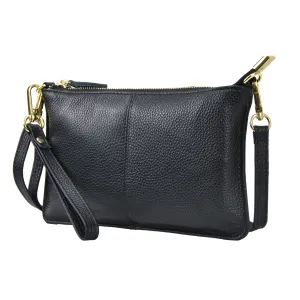 Black NGIL Genuine Leather Wristlet Crossbody Bag