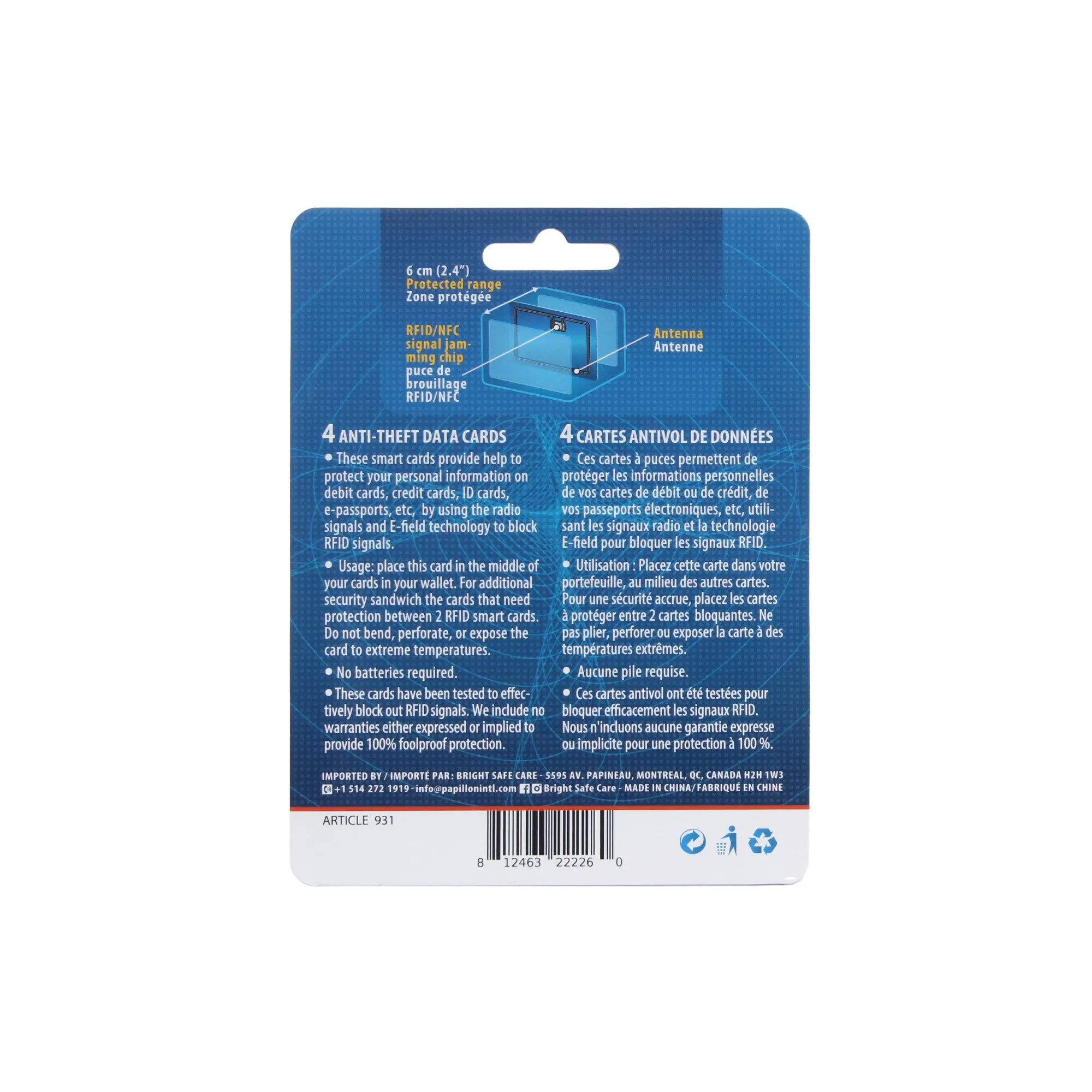 Bright Safe Care RFID Anti-Theft Data Cards - 4 pack