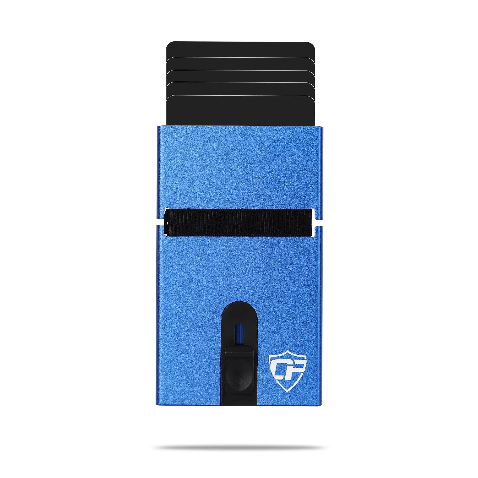 Card Blocr Metal Credit Card Holder Blue Slide Wallet