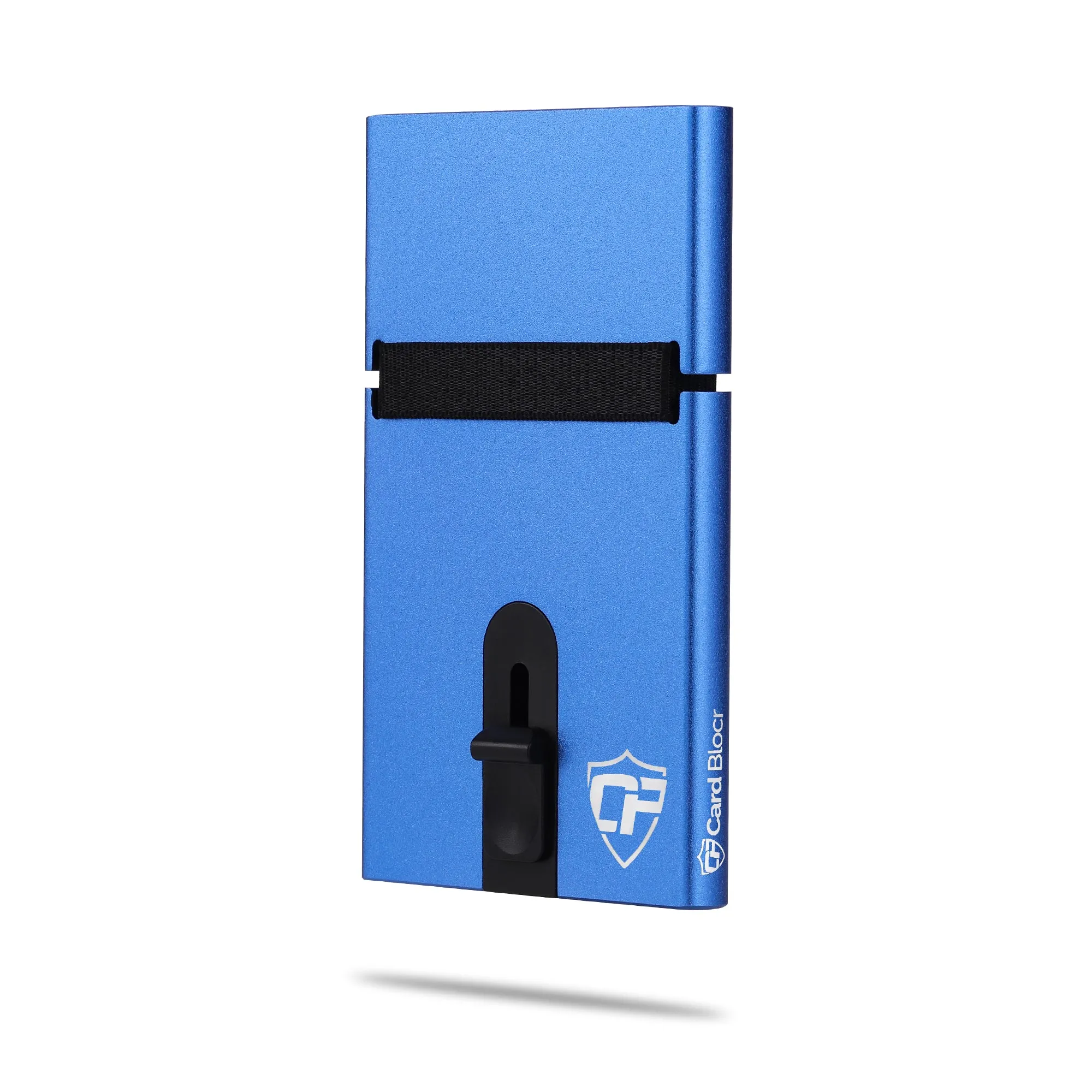 Card Blocr Metal Credit Card Holder Blue Slide Wallet