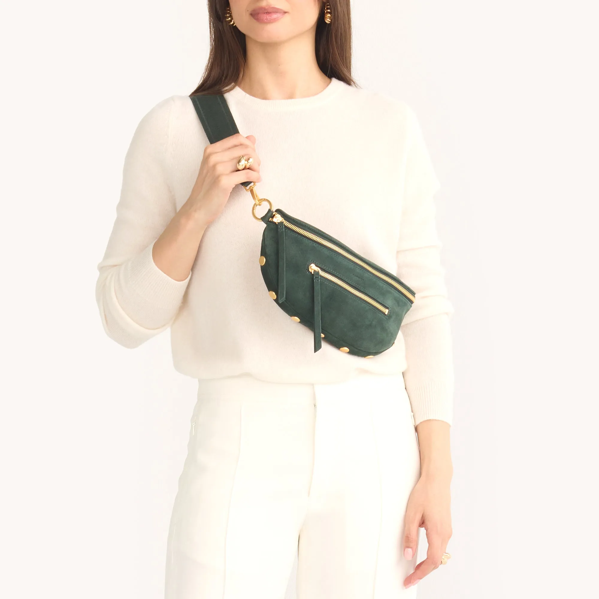 Charles Crossbody | Green Room Suede/Brushed Gold | Med
