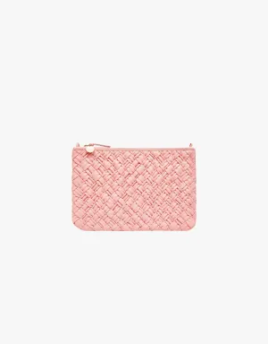 Clare V. Flat Clutch with Tabs in Blush Puffy Woven