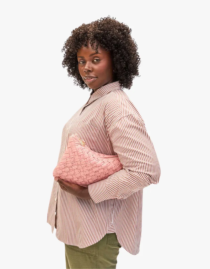 Clare V. Flat Clutch with Tabs in Blush Puffy Woven