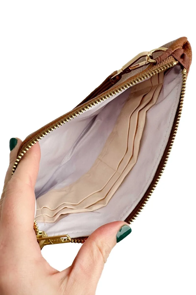Classic Cognac Convertible Crossbody Wristlet  XL