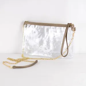 Clear Double Zip Crossbody Bag {Bronzed Gold}