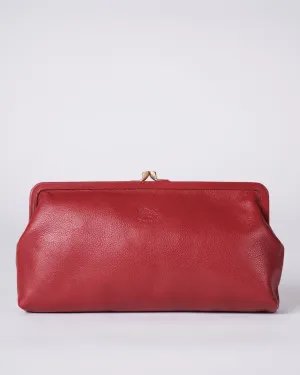 clutch bag classic- rosso with brass hardware
