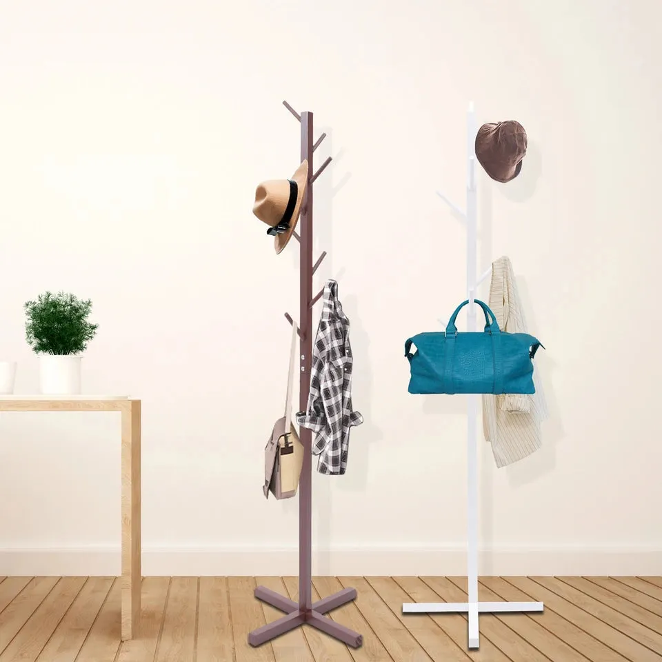 Coat Rack Freestanding Stand Tree8 Hooks Easy to Assemble Standing Coat Jackets Hanger for Bedroom Office Hallway Entryway