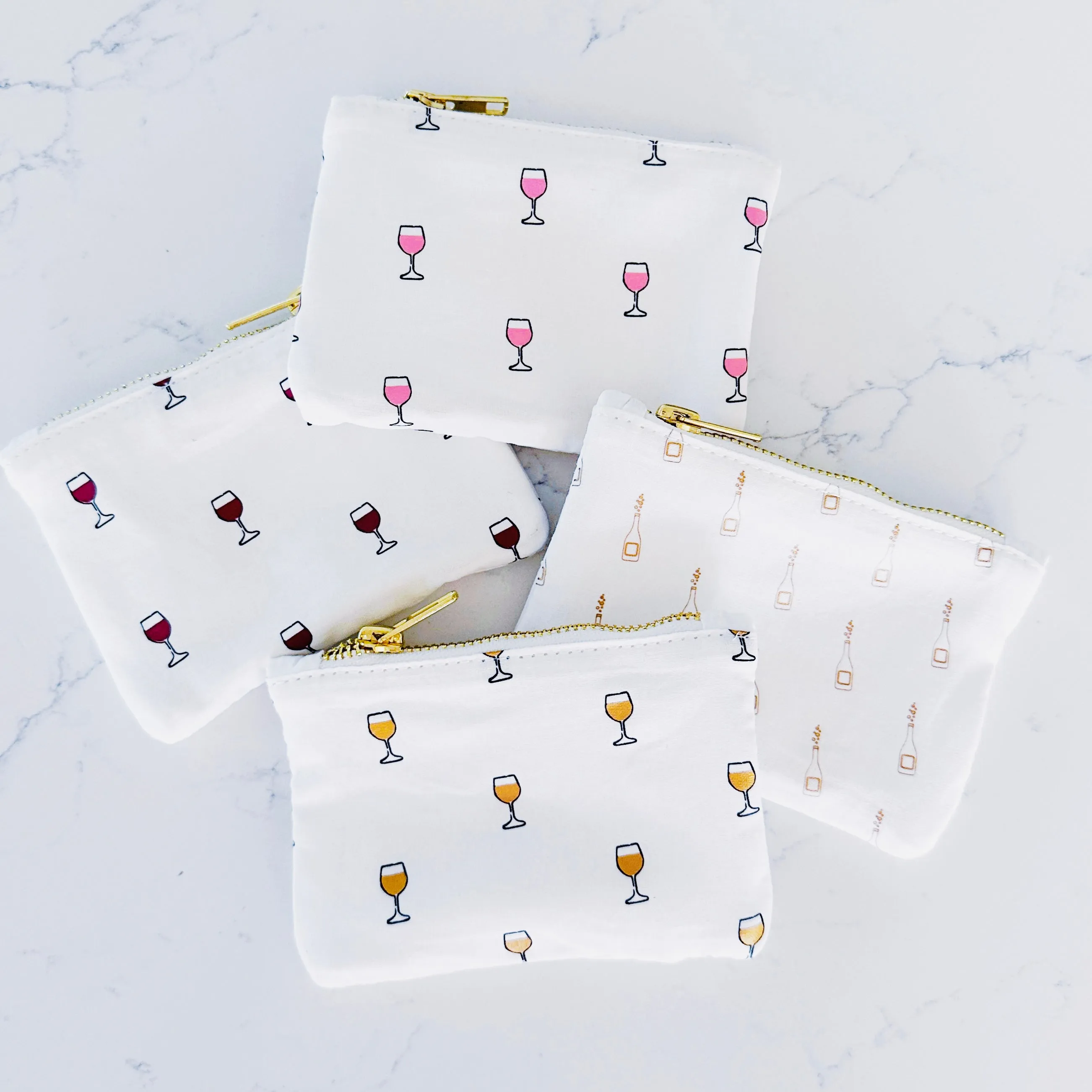 Coin Purse - Pink Wine Glasses