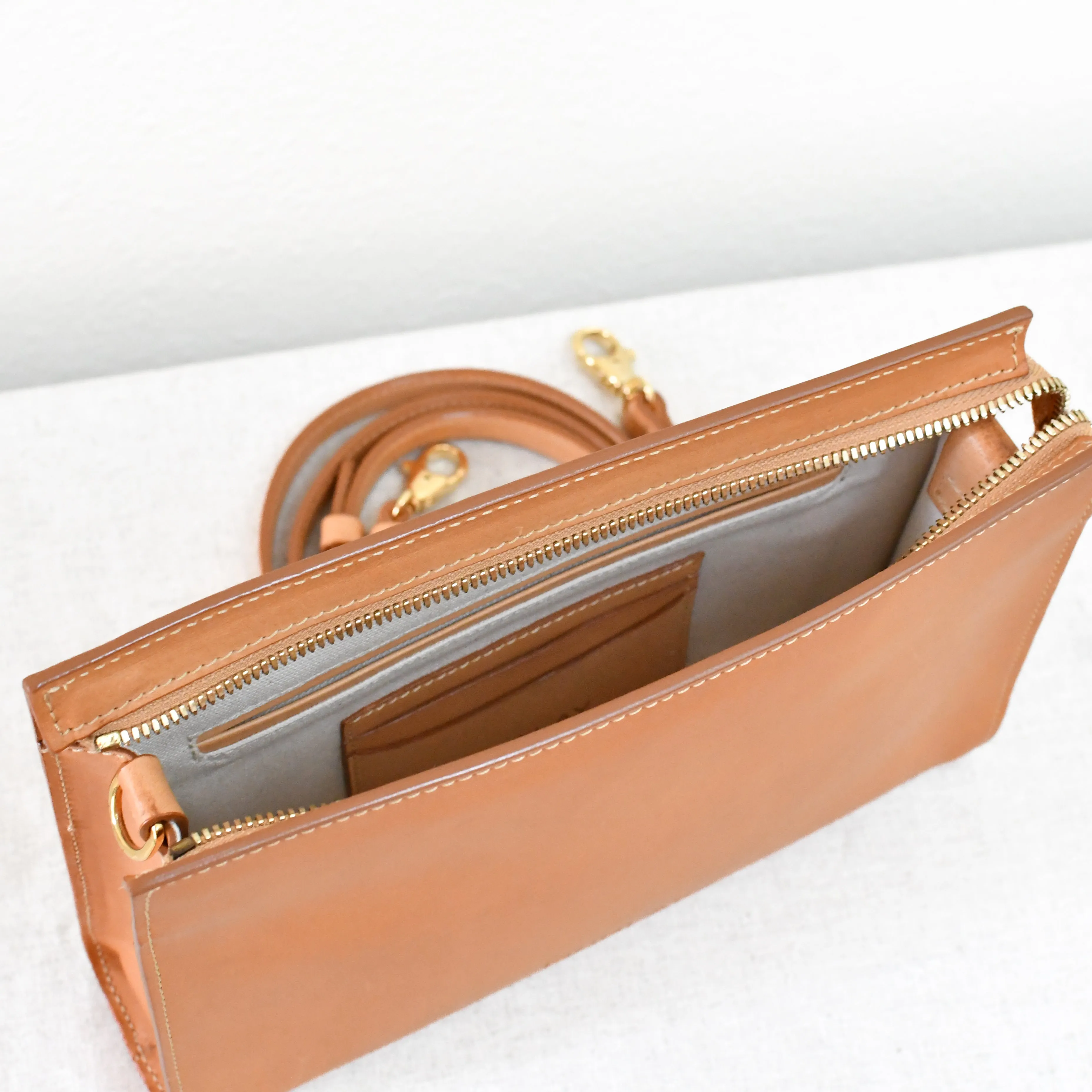 Combo Clutch Crossbody, Natural- "Trista"