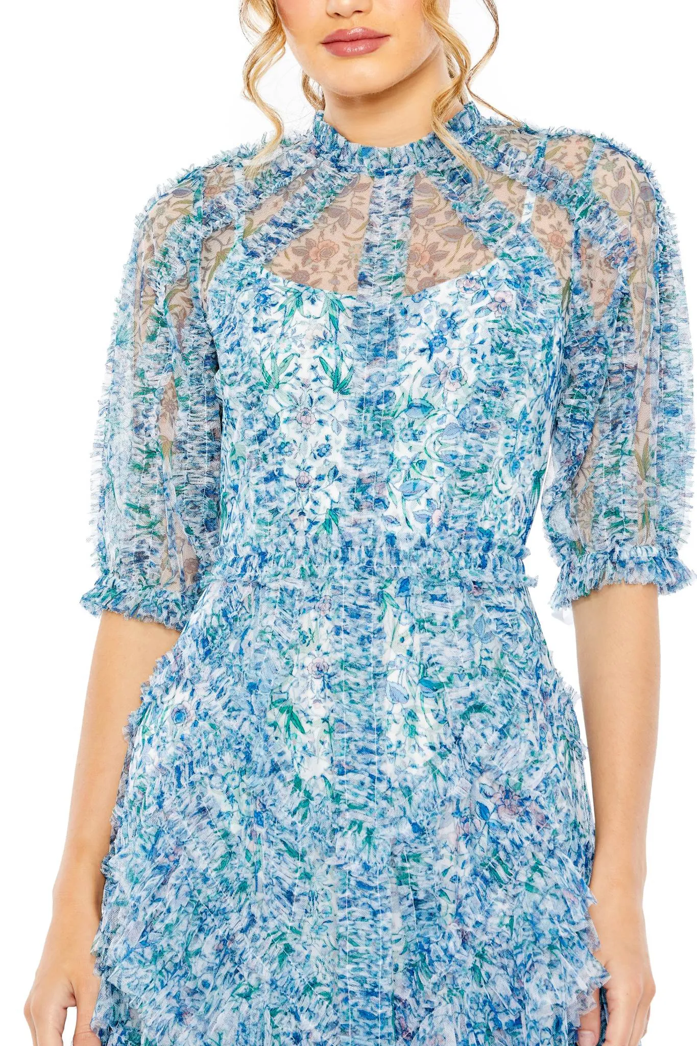 Daisy Ruffle Midi Dress by Mac Duggal - RENTAL
