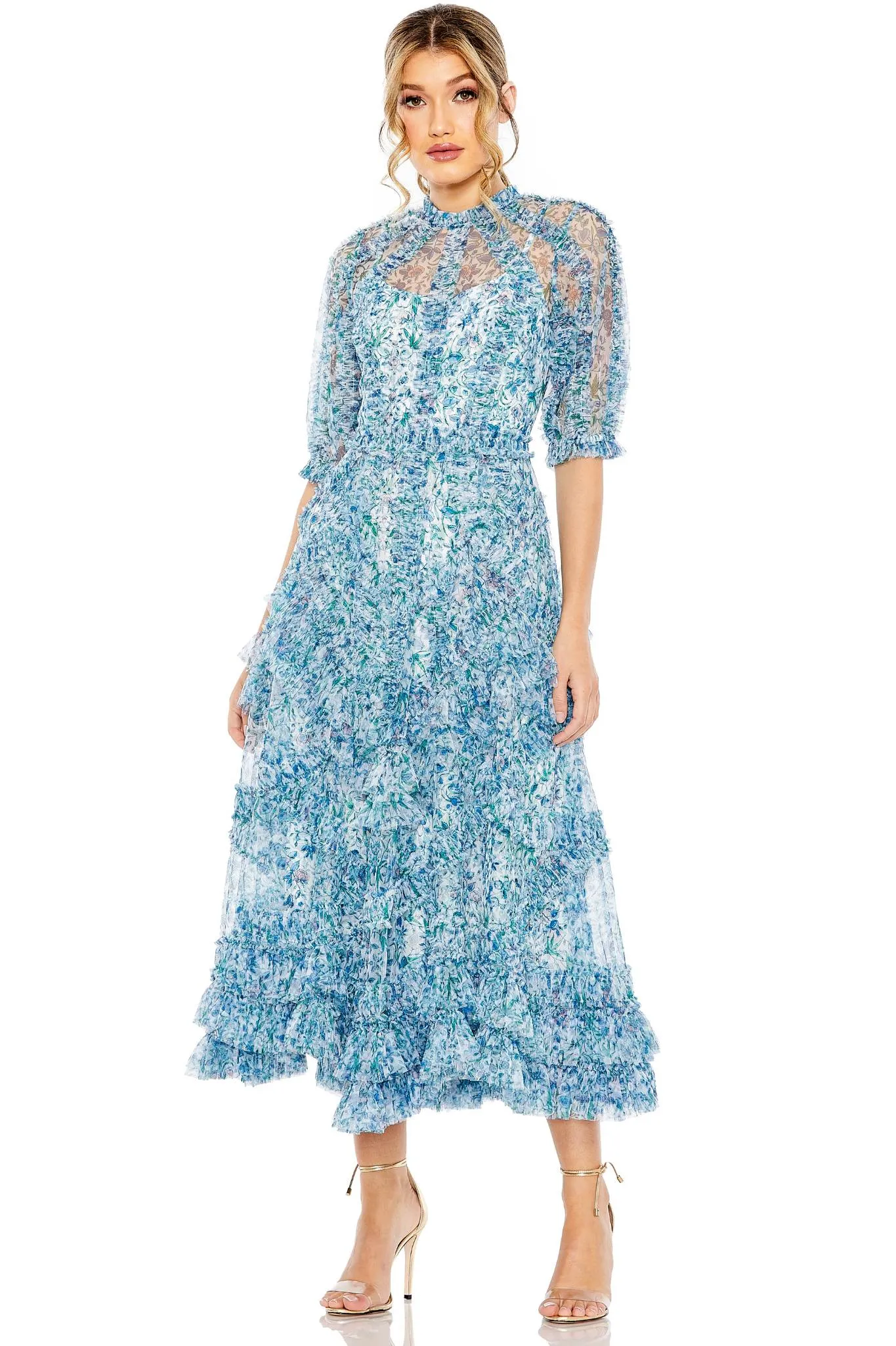 Daisy Ruffle Midi Dress by Mac Duggal - RENTAL