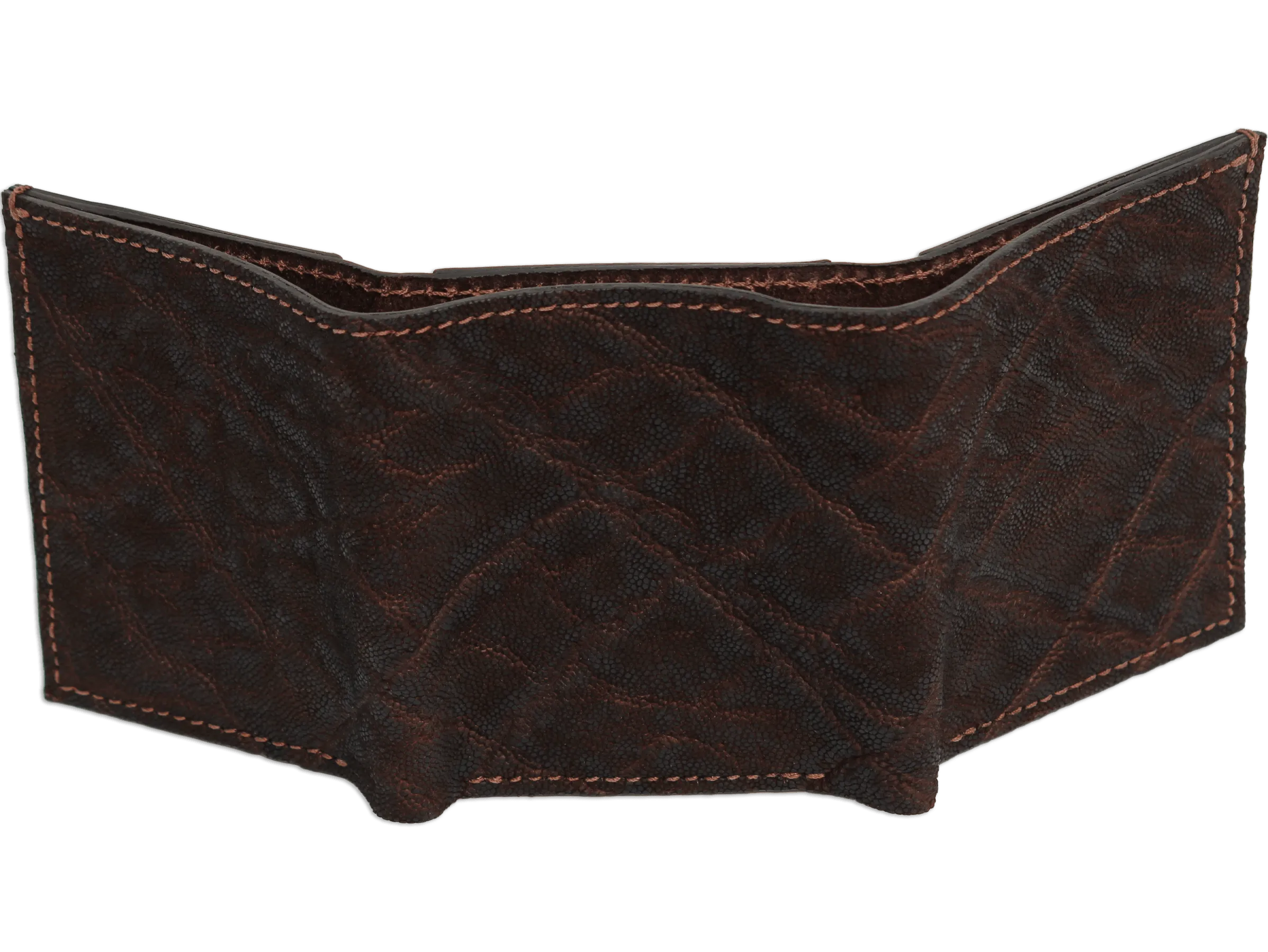 Dark Brown Elephant Luxury Designer Exotic Trifold Wallet With ID Window