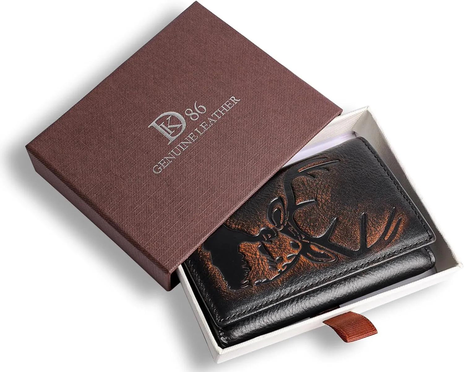Deer Grain Hand Polished Full Grain Leather TriFold Wallet for Men