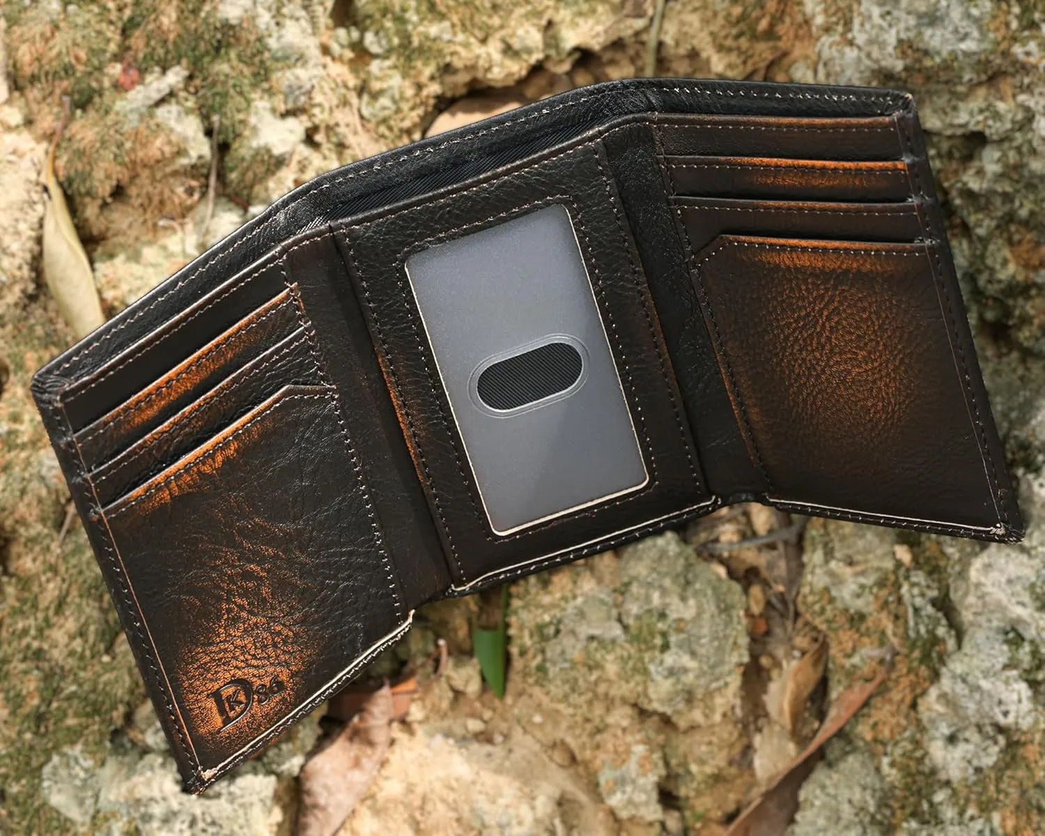 Deer Grain Hand Polished Full Grain Leather TriFold Wallet for Men