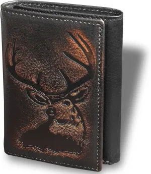Deer Grain Hand Polished Full Grain Leather TriFold Wallet for Men