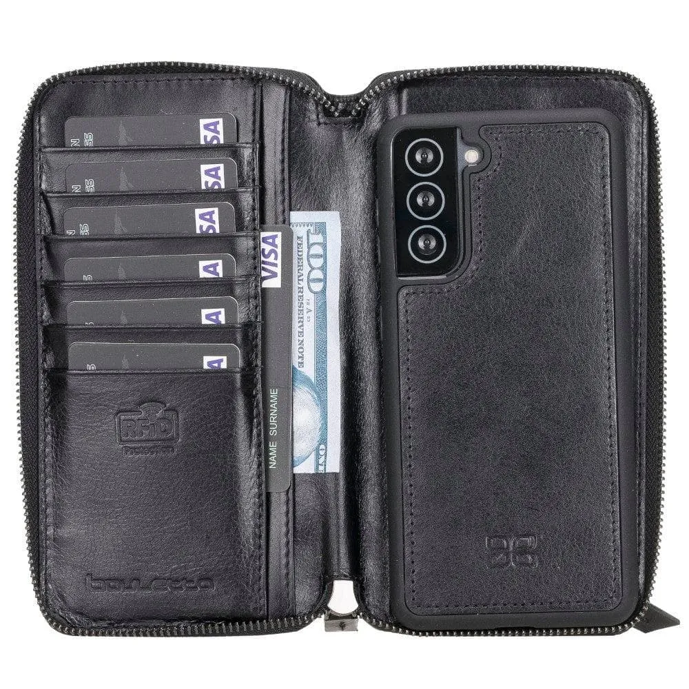 Detachable Leather Zipper Wallet Cases for Samsung Galaxy S21 Series