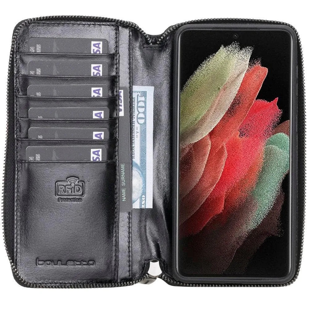 Detachable Leather Zipper Wallet Cases for Samsung Galaxy S21 Series