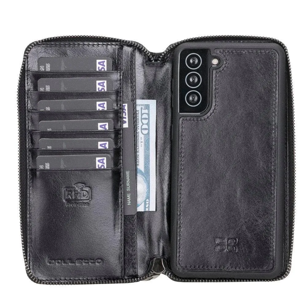 Detachable Leather Zipper Wallet Cases for Samsung Galaxy S21 Series