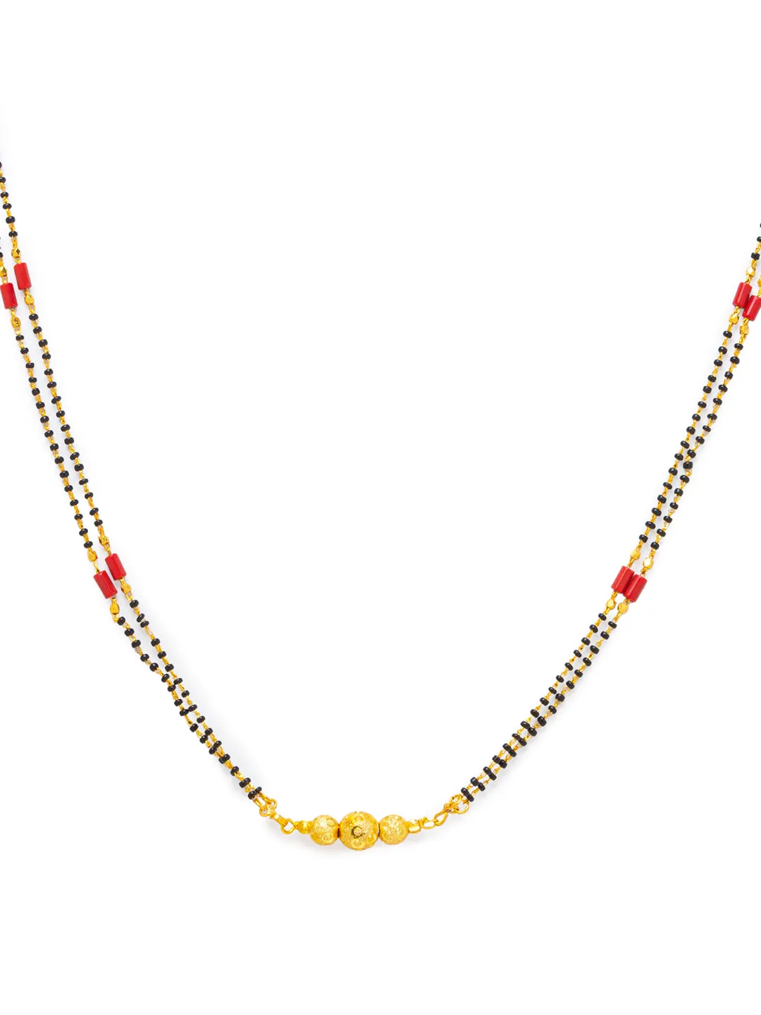 Digital Dress Room One Gram Gold Plated Long Mangalsutra मंगलसूत्र Latest Design Tanmaniya/Long Gold Chain/Black Red Beads New Mangalsutra Designs For Women (30 Inches)
