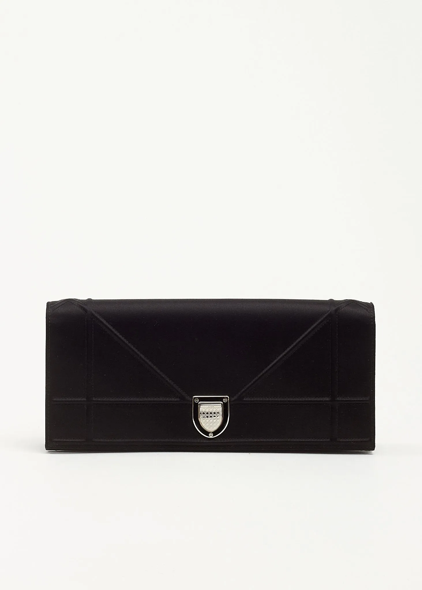 Dior Black Satin Diorama Convertible Chain Clutch