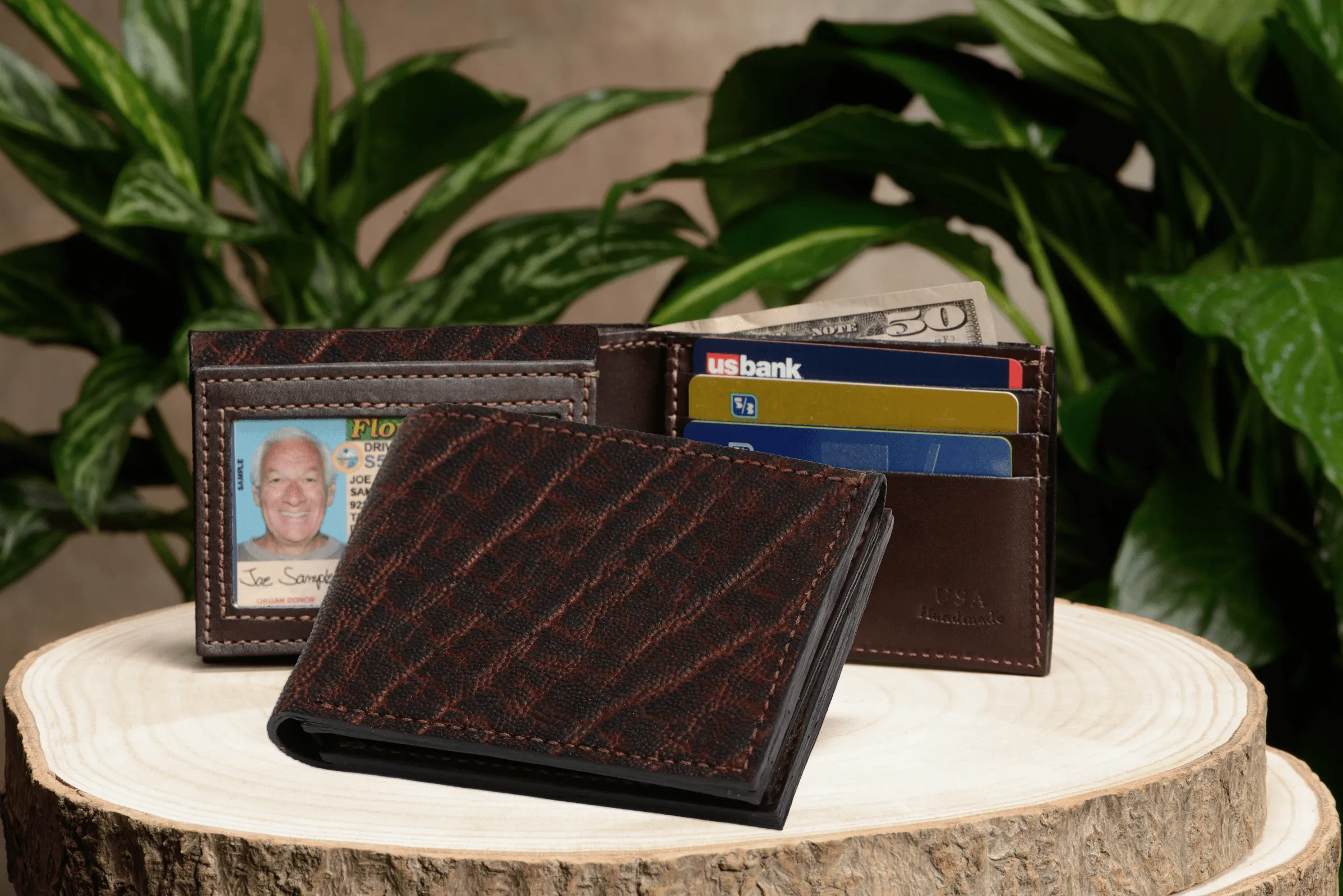 Dragon Fire Elephant Luxury Designer Exotic Bifold Wallet With Flip Up ID Window