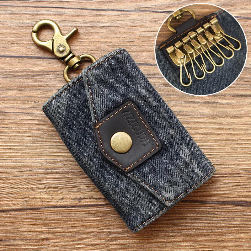 Fashion Denim Mens Keys Wallet Denim Key Holders With Belt Clip for Women