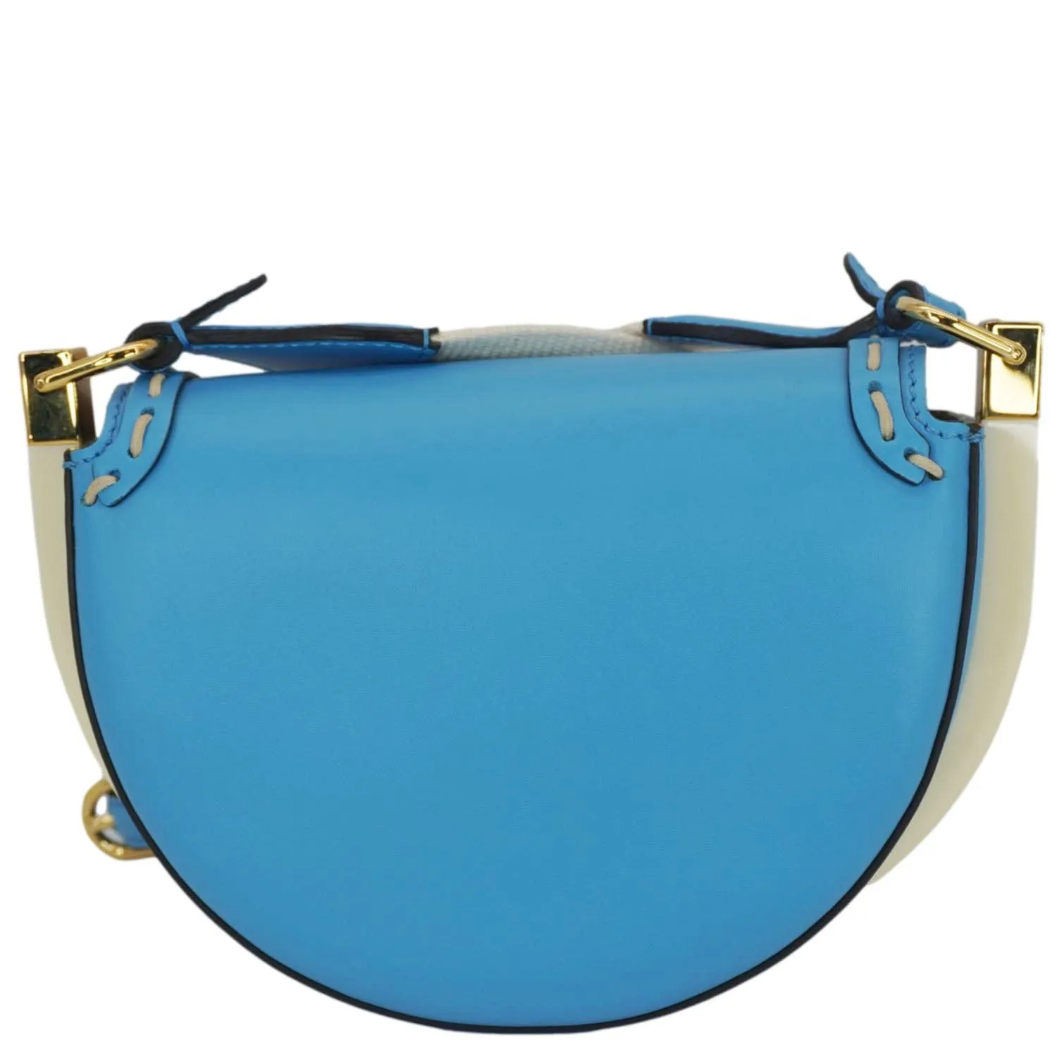 FENDI Moonlight Leather Crossbody Saddle Bag Blue