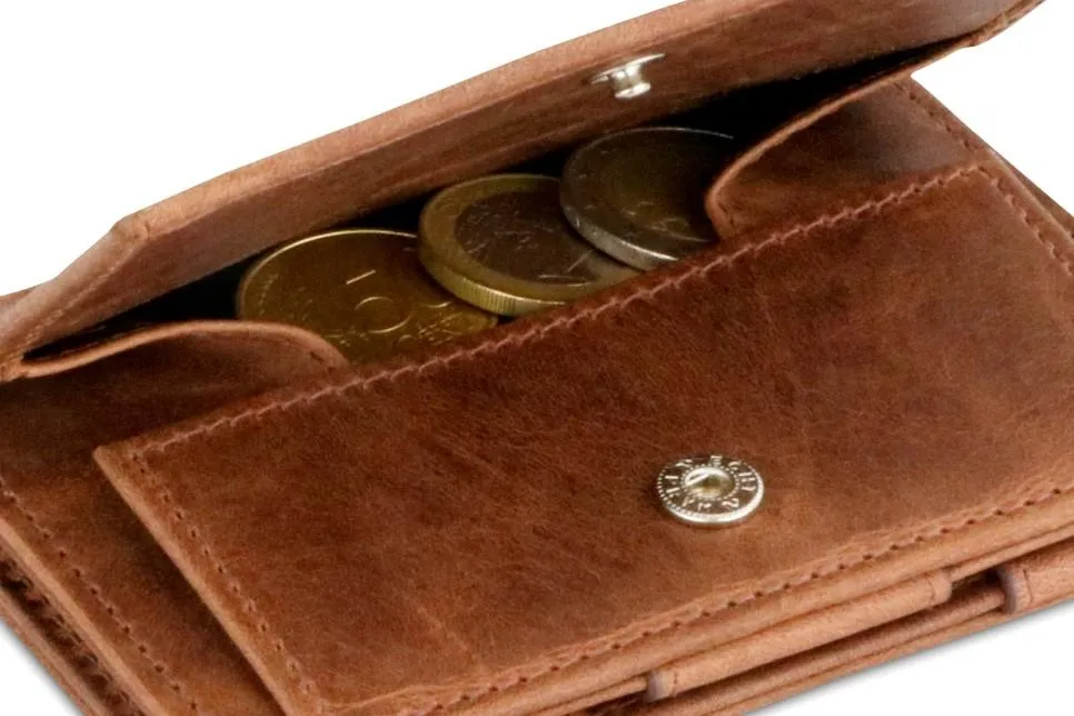 Garzini RFID Leather Magic Coin Wallet Card Sleeve Brushed