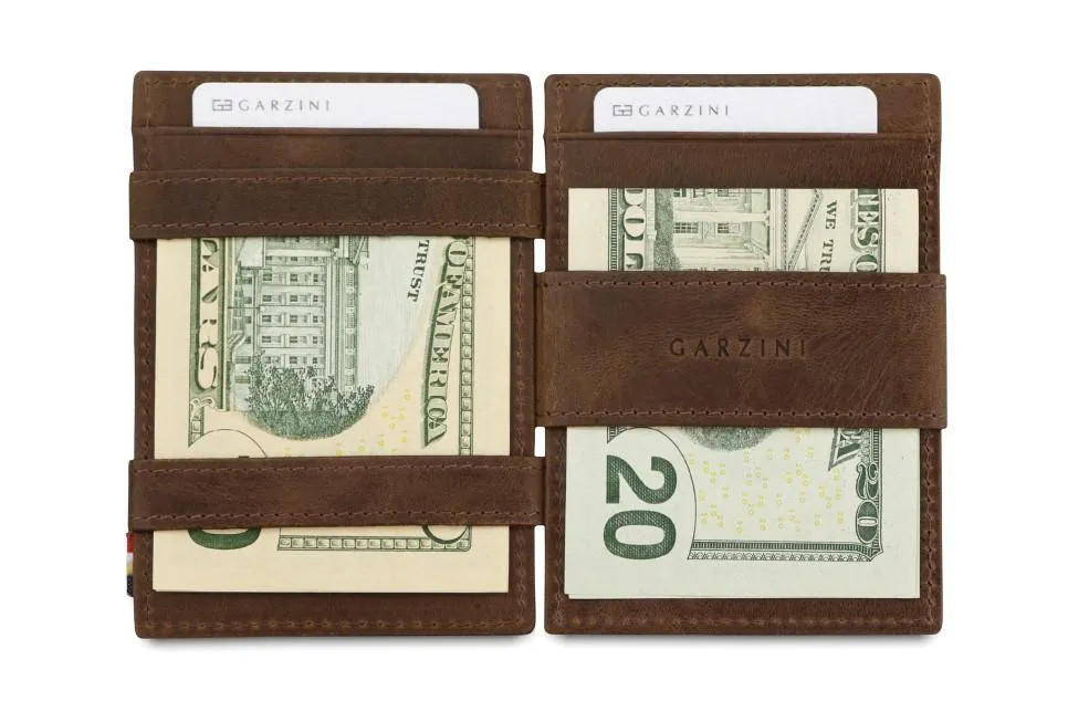 Garzini RFID Leather Magic Coin Wallet Card Sleeve Brushed