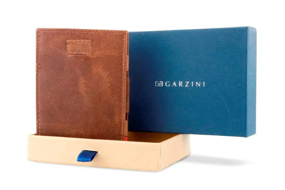 Garzini RFID Leather Magic Coin Wallet Card Sleeve Brushed