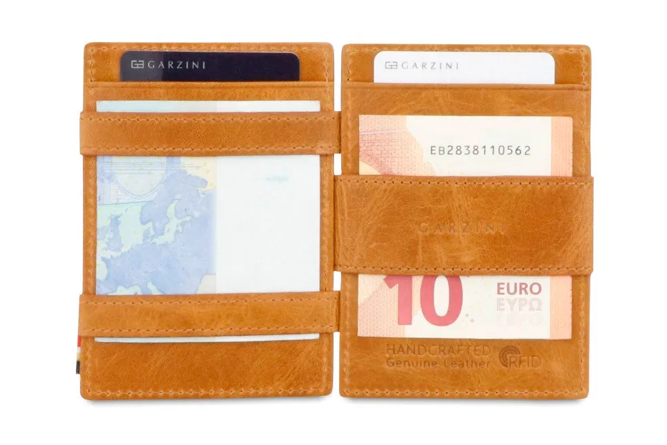 Garzini RFID Leather Magic Coin Wallet Card Sleeve Brushed