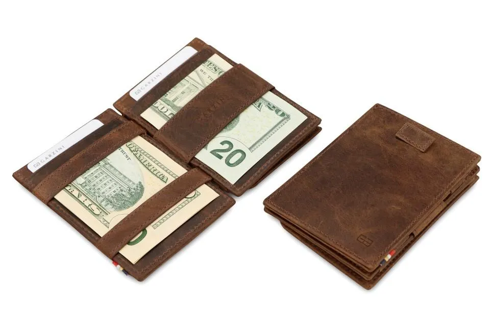 Garzini RFID Leather Magic Coin Wallet Card Sleeve Brushed