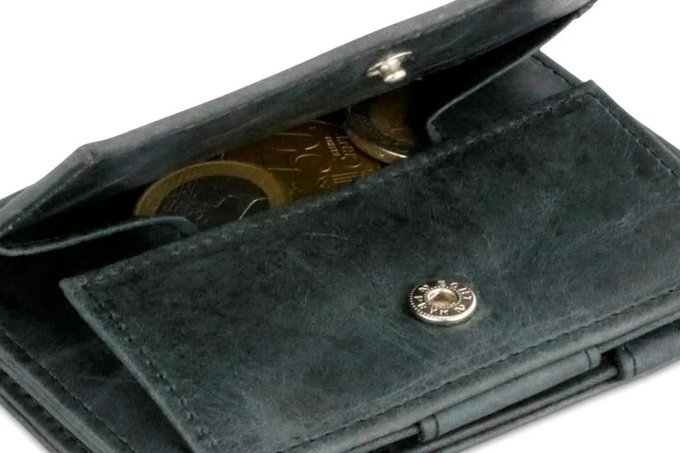 Garzini RFID Leather Magic Coin Wallet Card Sleeve Brushed