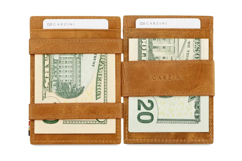 Garzini RFID Leather Magic Coin Wallet Card Sleeve Brushed