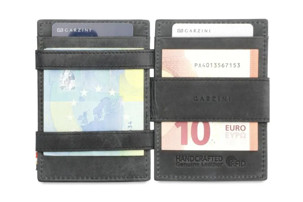 Garzini RFID Leather Magic Coin Wallet Card Sleeve Brushed
