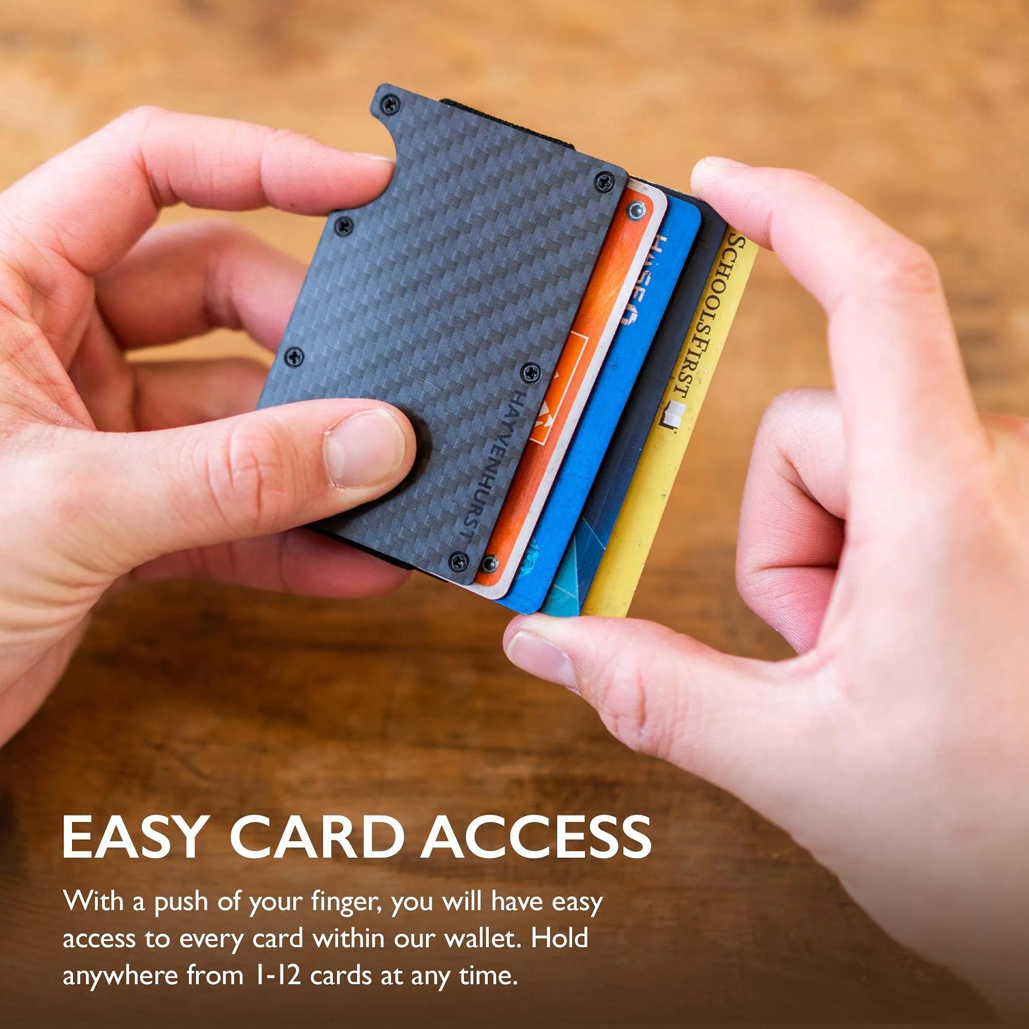 Hayvenhurst Slim Wallet For Men,   RFID blocking Minimalistic Money Clip - Carbon Fiber